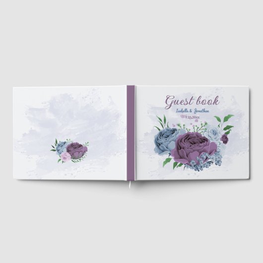 Lila Blütenhochzeit Gästebuch (Voll)