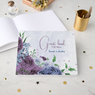 Lila Blütenhochzeit Gästebuch