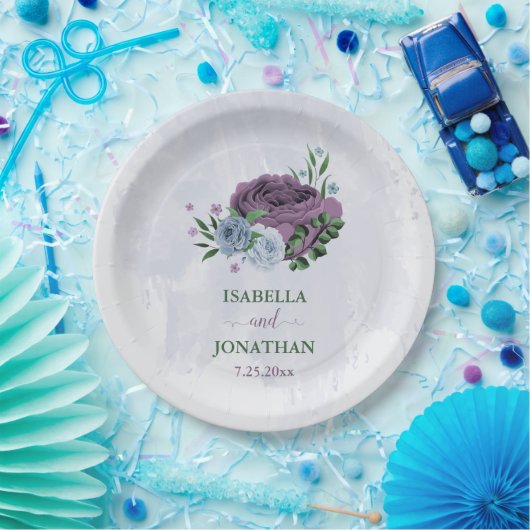 Lila Blütenhochzeit Pappteller (Party)