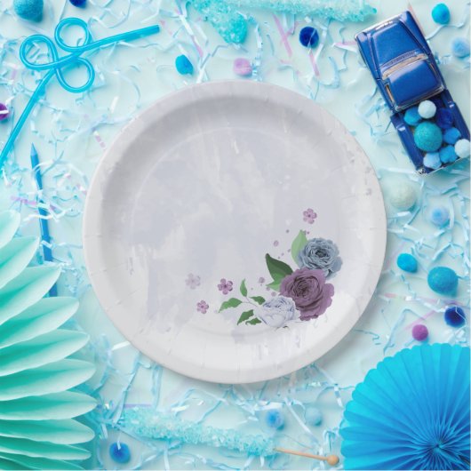Lila Blütenhochzeit Pappteller (Party)