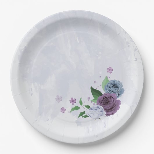 Lila Blütenhochzeit Pappteller (Vorderseite)