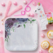 Lila Blütenhochzeit Pappteller (Party)