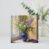 Lila Blütenkunst Feiertagskarte (Stehend Vorderseite)