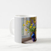 Lila Blütenkunst Kaffeetasse (Vorderseite Links)