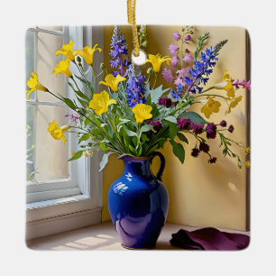Lila Blütenkunst Keramikornament