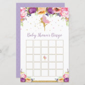 Lila Blütenmädchen Babydusche Bingospiel (Vorne/Hinten)