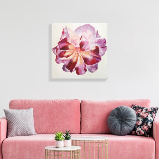 Lila Blütenmalerei mit gemischten Rose Leinwanddruck (Insitu (Wohnzimmer))