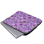Lila Blütenmuster Laptopschutzhülle (Vorne Knopf)