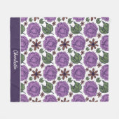 Lila Blütenmuster nahtlos personalisiert Fleecedecke (Vorderseite (Horizontal))