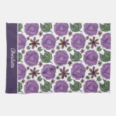 Lila Blütenmuster nahtlos personalisiert Geschirrtuch (Horizontal)