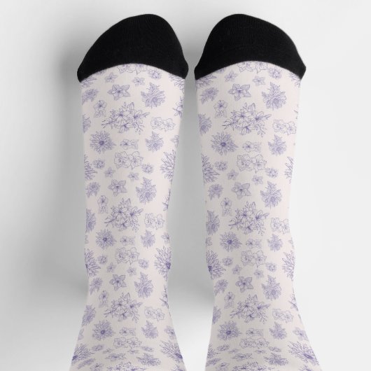 Lila Blütenmuster Socken (Oben)