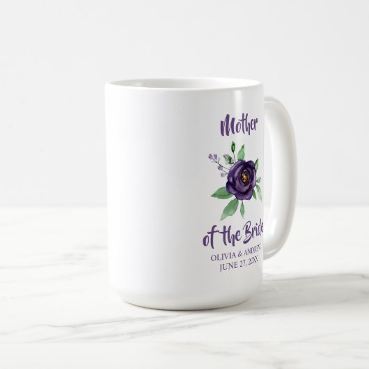 Lila Blütenmutter der Braut Kaffeetasse (VorderseiteRechts)