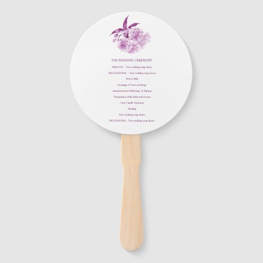 Lila Blütenpracht Hochzeitsfans Fächer (Rückseite)