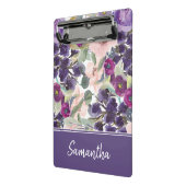 Lila Blütenrosa Farbflorenmonogramm Mini Klemmbrett (Gewinkelt2)