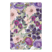 Lila Blütenrosa Farbflorenmonogramm Mini Klemmbrett (Rückseite)