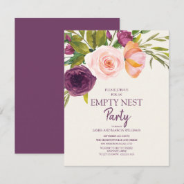 Lila Blütenrosa Floral Leere Nest Party Karte