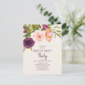 Lila Blütenrosa Floral Leere Nest Party Karte (Stehend Vorderseite)