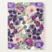 Lila Blütenrosa Wasserfarbe Floral Boho Planer (Rückseite)