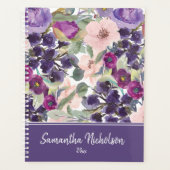 Lila Blütenrosa Wasserfarbe Floral Boho Planer (Vorderseite)