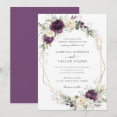 Lila Blütensafari-Hochzeit Einladung (Vorne/Hinten)