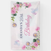 Lila Blütenschmetterling Banner (Vertikal)