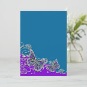 Lila Blütenschmetterling Einladung (Stehend Vorderseite)