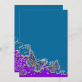 Lila Blütenschmetterling Einladung (Vorne/Hinten)