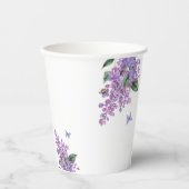 Lila Blütenschmetterlingsdusche Pappbecher (Vorderseite)