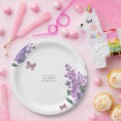 Lila Blütenschmetterlingsdusche Pappteller (Party)