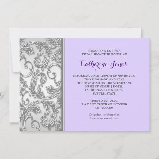 Lila Blütenwirbel Einladung (Vorderseite)