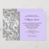 Lila Blütenwirbel Einladung (Vorne/Hinten)