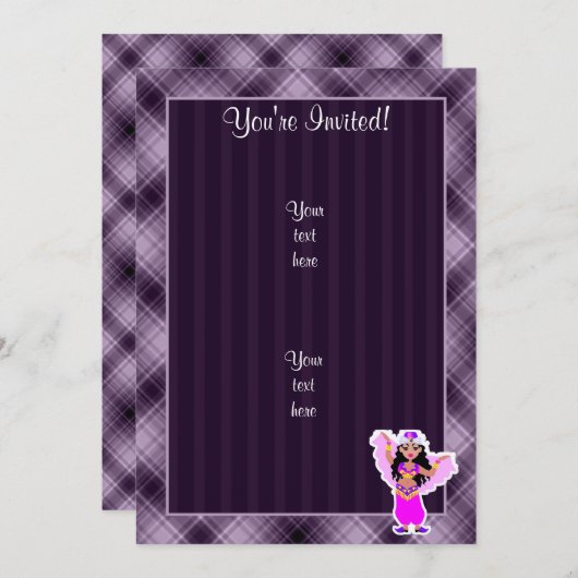 Lila Bly Dancer Einladung (Vorne/Hinten)