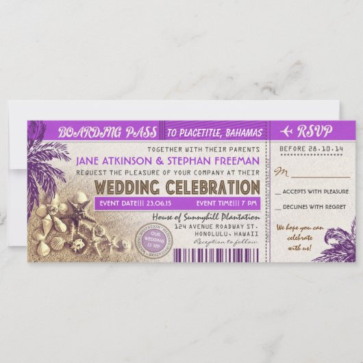 lila Boarding Einladung (Vorderseite)