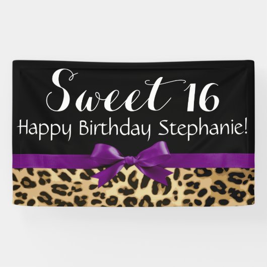 Lila Bogen-Leopard-Druck-Bonbon 16 Banner (Horizontal)