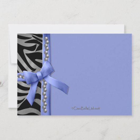 Lila Bogen mit Silberperlen und Zebrastreifen Einladung (Rückseite)
