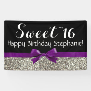 Lila Bogen-Silber-Glitzer-Bonbon 16 Banner