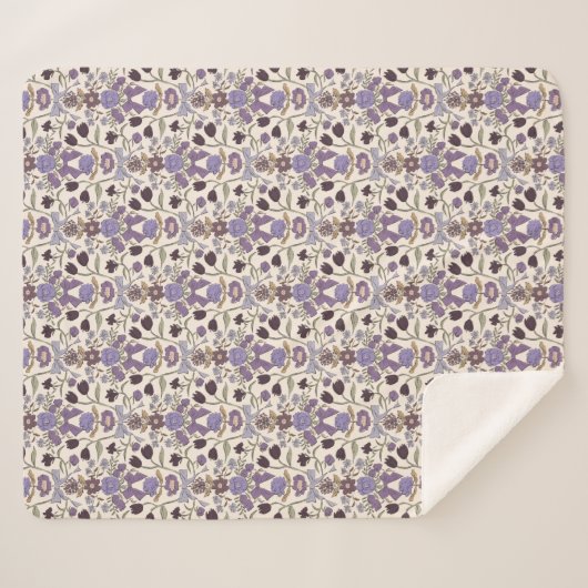 Lila Bögen und Blüten Rustikal Sherpadecke (Vorderseite (Horizontal))
