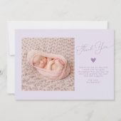 Lila Bogenrahmen dank der Geburtshilfeankündigung Ankündigung (Rückseite)