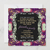 Lila Bohemische Geburtstagsfeier Party Einladung (Rückseite)