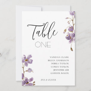 Lila Boho-Aquarell-Orchideen-Hochzeitstischkarte Einladung