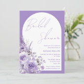 Lila Boho Arch Lavender Floral Brautparty Einladung (Stehend Vorderseite)