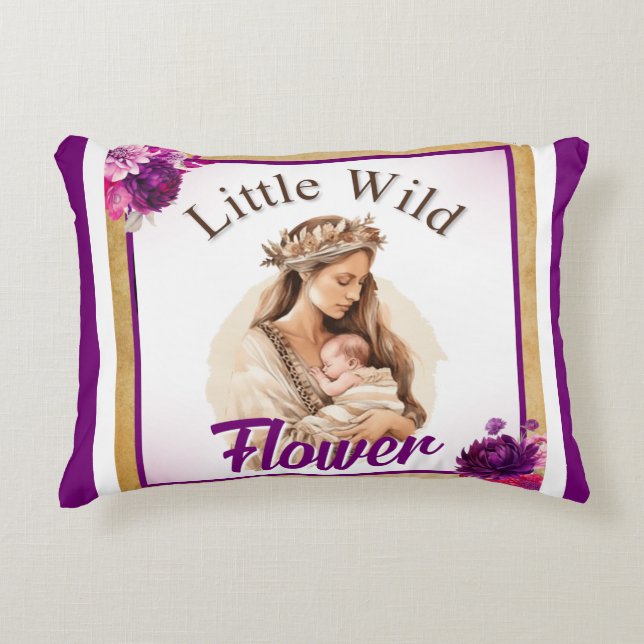 Lila Boho Baby Dusche Dekokissen (Vorderseite)