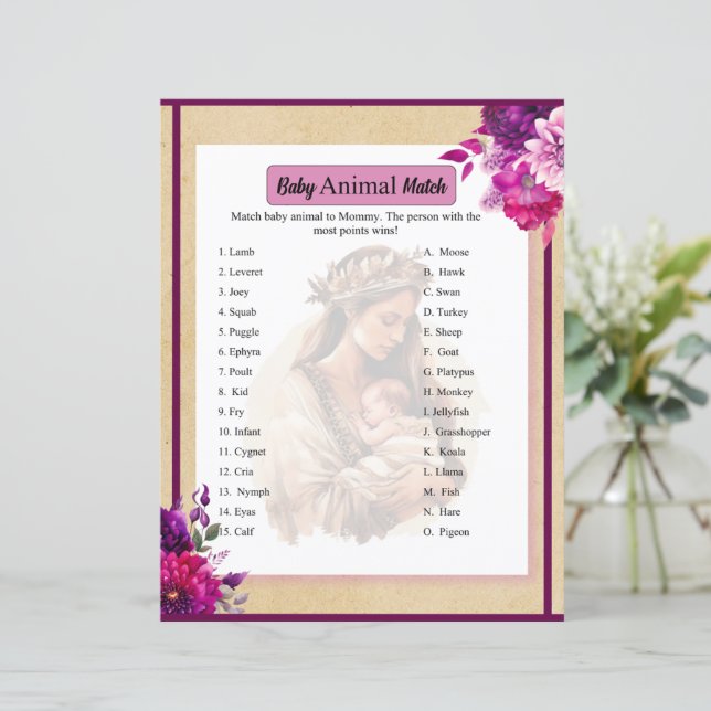 Lila Boho Baby Duwer Animal Match (Stehend Vorderseite)
