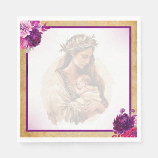 Lila Boho Babydusche Napkins Serviette (Vorderseite)