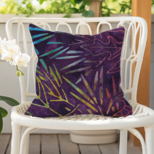 Lila Boho-Batik-Blattmuster Kissen