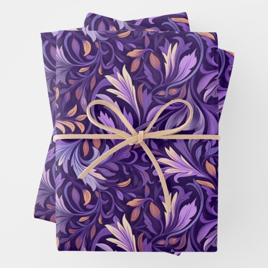 Lila boho Blattwerk Geschenkpapier Set (Beispiel)