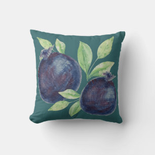 Lila Boho Blaubeeren Wasserfarben Kunst Kissen
