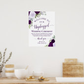 Lila Boho Chic Floral Unplugged Hochzeitsfeier Poster (Küche)