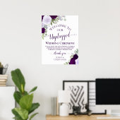 Lila Boho Chic Floral Unplugged Hochzeitsfeier Poster (Heimbüro)