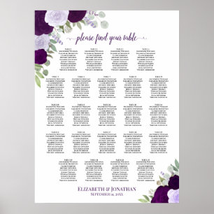 Lila Boho Floral 23 Tabelle Hochzeitskarte Poster